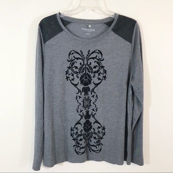 Soft Surroundings Tops - Soft Surroundings • Gray Tee w/ Velvet Details XL